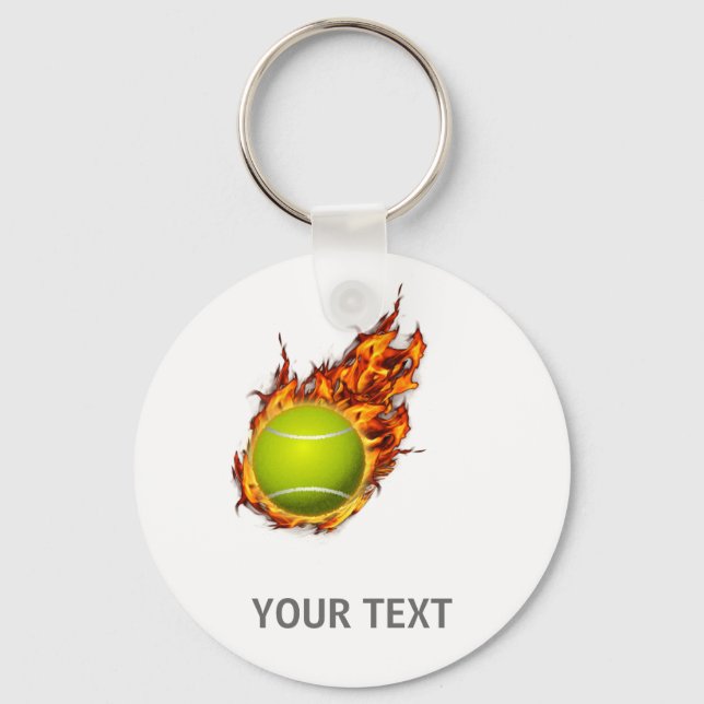 Porte-clés Boule de tennis personnalisée sur le feu Tennis Th (Recto)