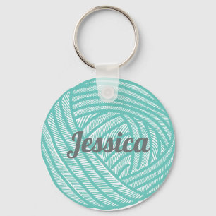Porte-clés Boule Turquoise personnalisée du Tricot de fils