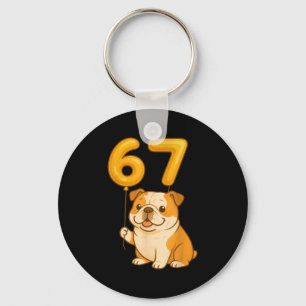 Porte-clés Bouledogue Anglais Chien Drôle 67 Mème Six Sept Ba