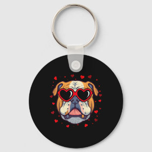 Porte-clés Bouledogue anglais Saint-Valentin Cœur Amoureux de