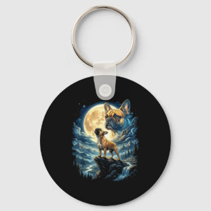 Porte-clés Bouledogue français hurlant à la lune mème animal