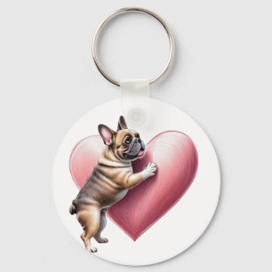 Porte-clés Bouledogue français Saint-Valentin French Bulldog