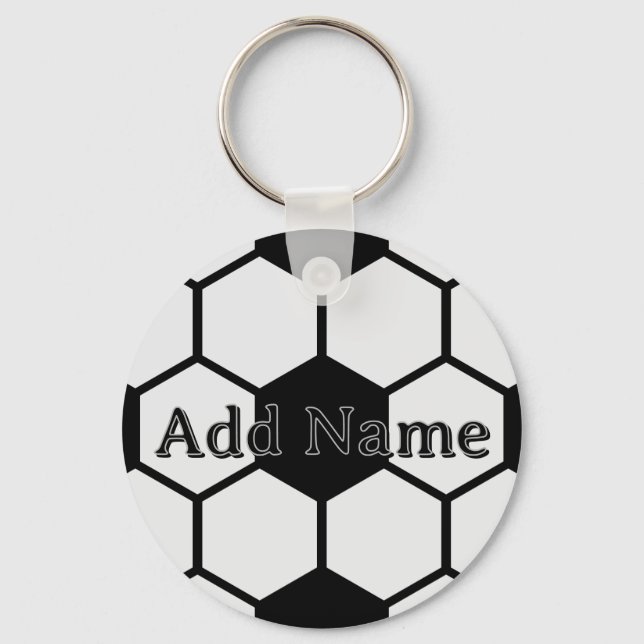 Porte-clés Boules de football noir et blanc Personnalisé (Recto)