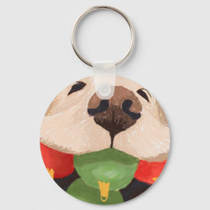 Porte-clés Boules de Noël de Golden Retriever dans la bouche