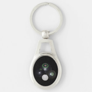Porte-clés Boules De Pelouse Noire Et Clavier Métal Ovale Kit