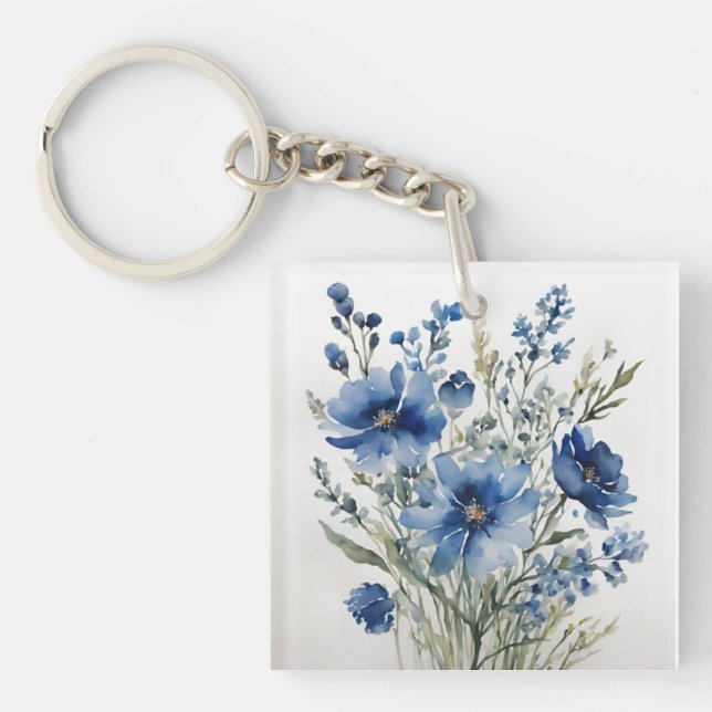 Porte-clés Bouquet de fleurs Elégante aquarelle (Devant)