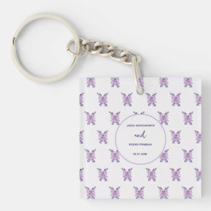 Porte-clés Bouquet de fleurs violettes à l'aquarelle
