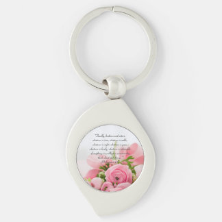 Porte-clés Bouquet de rose en pastel de vers de bible de