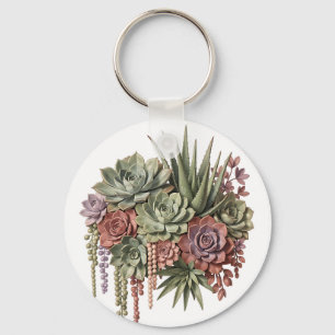 Porte-clés Bouquet Succulent Vert Rose