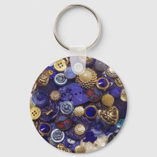 Porte-clés Bouton bleu foncé Collage