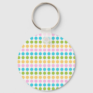 Porte-clés Bouton bleu rose jaune motif accessoires tendance