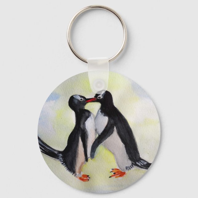Porte-clés Bouton d'amour des pingouins Bouton de touche (Recto)
