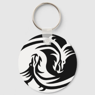 Porte-clés Bouton de dragons de Yin Yang de porte - clé