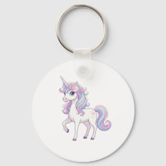 Porte-clés Bouton de fête licorne