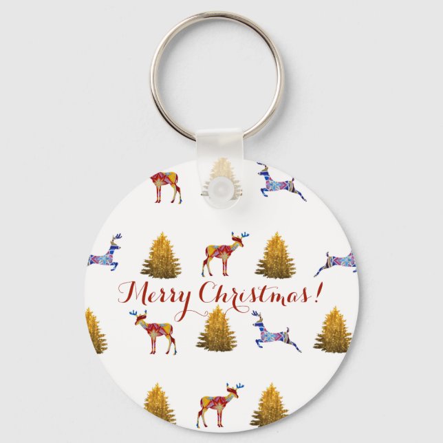 Porte-clés Bouton de Noël Festif Bonnet de clé (Recto)