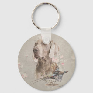 Porte-clés Bouton d'impression acrylique Weimaraner Tapestry