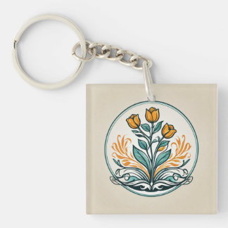 Porte-clés Bouton Floral orange