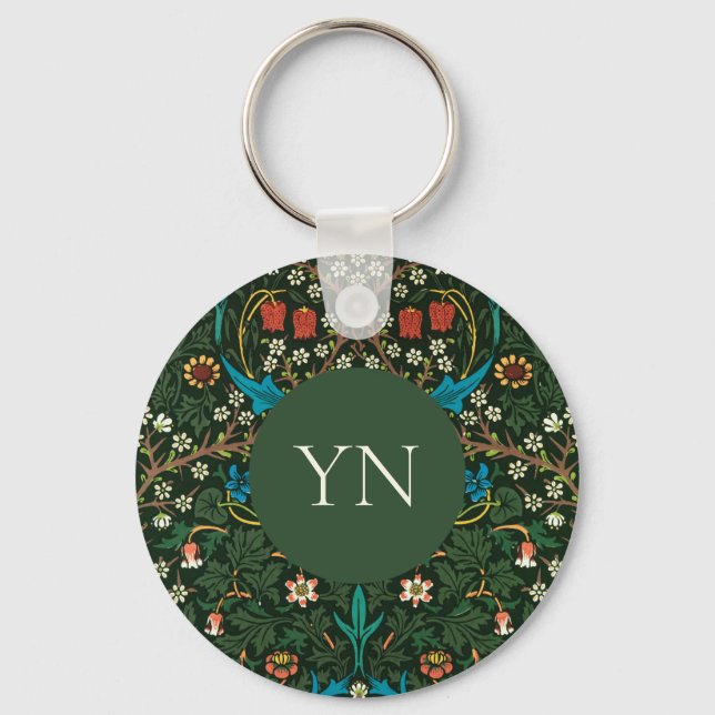 PORTE-CLÉS BOUTON KEYRING : WILLIAM MORRIS : TULIPS (Recto)