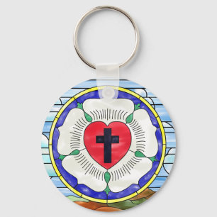 Porte-clés bouton Luther Rose en verre teinté