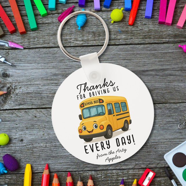 Porte-clés Bouton Merci conducteur de bus scolaire, conduite  (Créateur téléchargé)