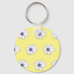 Porte-clés Bouton motif de fleurs jaunes Bouton Bague de touc