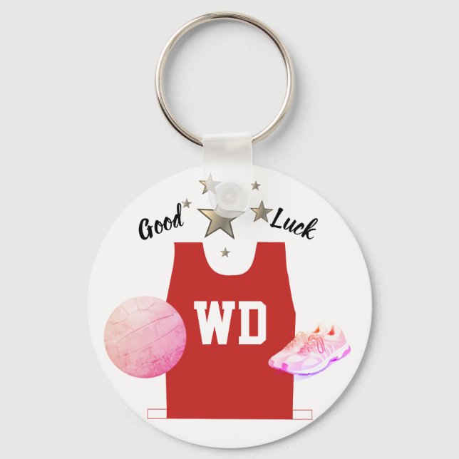 Porte-clés Bouton Netball Couleur Personnalisée (Recto)