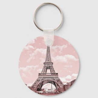 Porte-clés Bouton Porte - clé de 2,25 pouces Tour Eiffel rose