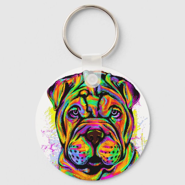 Porte-clés Bouton Shar Pei Chien Chien Chien Chien Lifestyle (Recto)