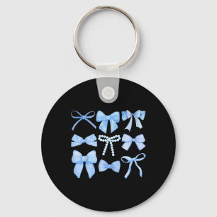 Porte-clés Bow Bleu Et Ruban Joli Graphisme Filles Femmes Coq