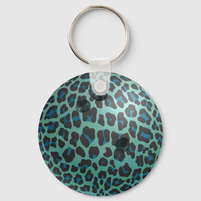 Porte-clés Bowling Ball Leopard Turquoise (Recto)