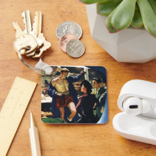 Porte-clés Boxe de sports vintages, Boxer quittant la ceintur