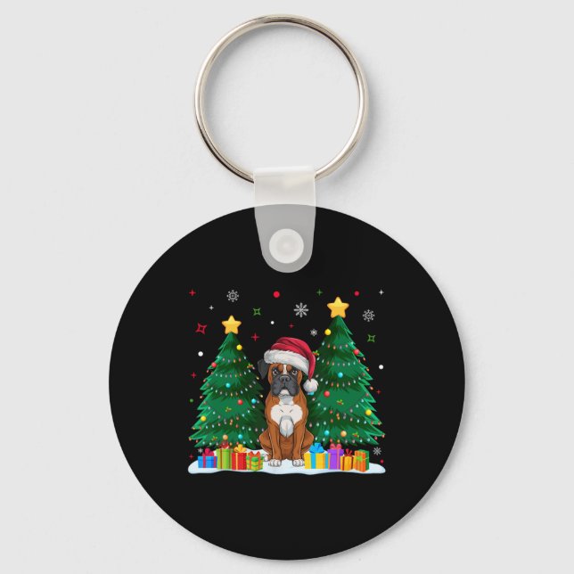 Porte-clés Boxer Amoureux de les chiens Santa Hat Ugly Christ (Recto)