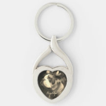 Boxer Chien Vintage de style métal Coeur Keychain