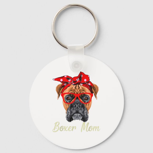 Porte-clés Boxer Maman Chiens Fête des mères Amoureux de les  (Recto)
