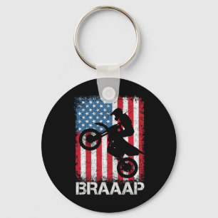 Porte-clés Braaap Vintage Usa Drapeau Américain Tee Motocross