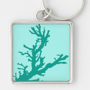 Porte-clés Branche de corail - turquoise et aqua