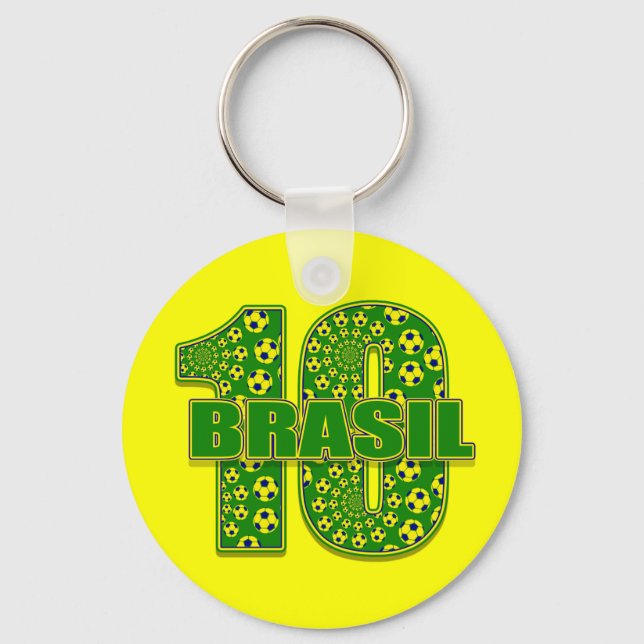 Porte-clés Brasil 10 - Brésil numéro 10 cadeaux football de f (Recto)