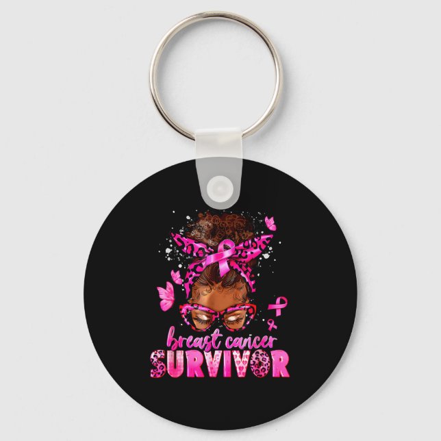 Porte-clés Breast Cancer Awareness Survivor Black Women Melan (Recto)