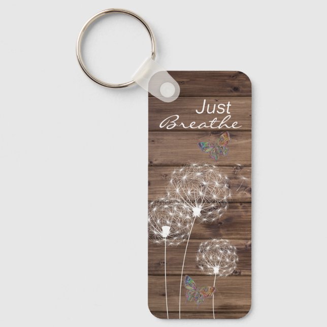 Porte-clés Breathe Dandelions Butterfly Wood look (Recto)