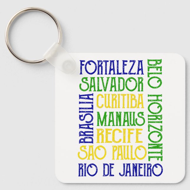 Porte-clés Brésil Ville Noms Porte - clé drapeau brésilien (Recto)
