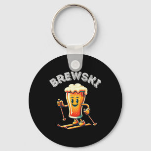 Porte-clés Brewski Winter Ski Bière Ski Retro Cartoon Drôle