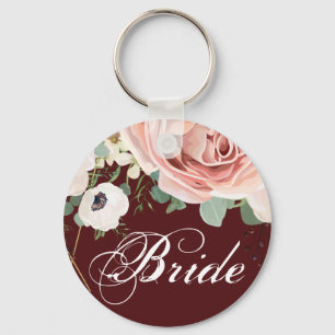 Porte-clés Bride Porte - clé Jardin géométrique Rose Vin Bour
