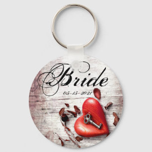 Porte-clés Bride Porte - clé Pays Bois Clé de mon coeur Rusti