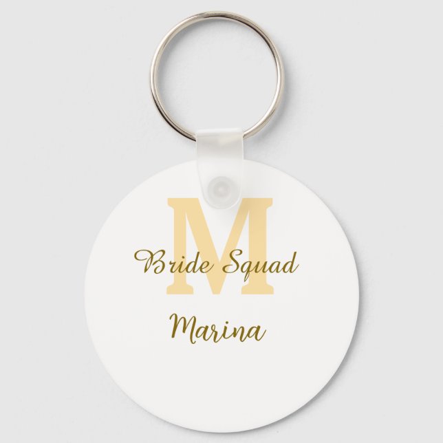 Porte-clés Bride squad monogram golden bridal shower simple  (Recto)