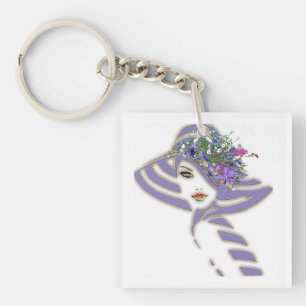 Porte-clés Bridesmaid Gold & Lavender Flowers