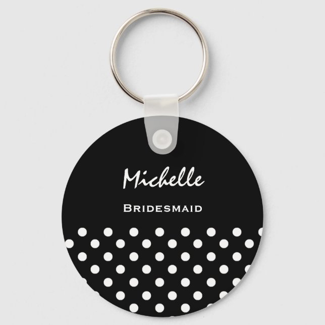Porte-clés Bridesmaid Pois noir et blanc (Recto)