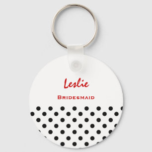 Porte-clés Bridesmaid Pois noir et blanc V12