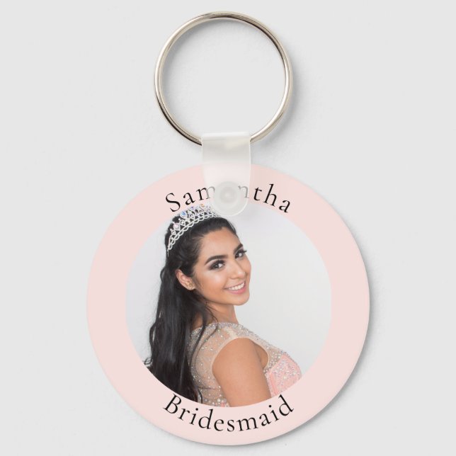 Porte-clés Bridesmaid rose or blush photo nom (Recto)