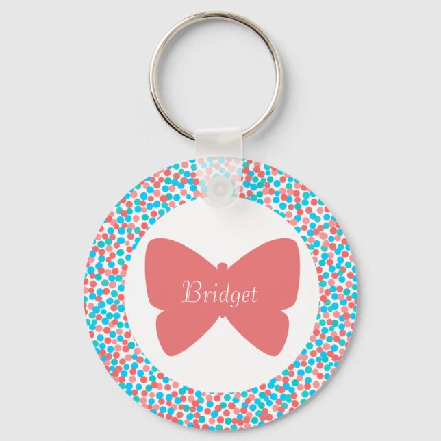 Porte-clés Bridget Pretty Rose Butterfly Dots Nom Porte - clé (Recto)