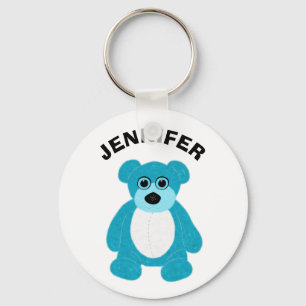 Porte-clés Bright Blue Teddy Bear Graphic Personalized